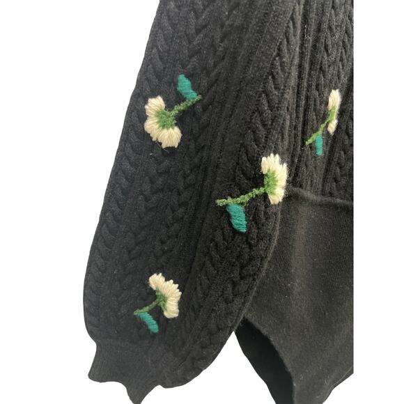 Naya Rea Wool Cable Knit Black Sweater Onesie Sz M - Picture 5 of 8